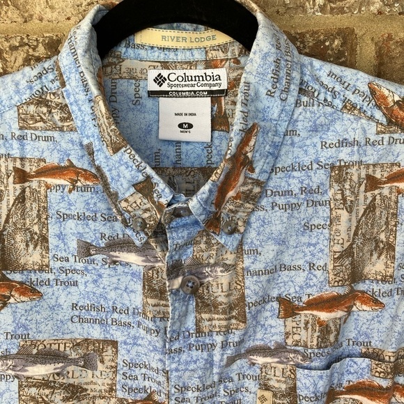 Columbia | River Lodge Fishing Print Shirt M - Picture 3 of 8